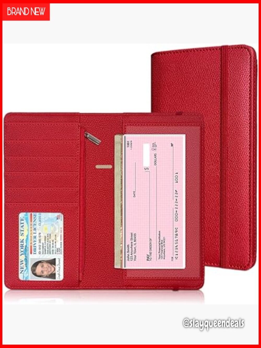 Oversized Checkbook Cover with Zipper Pocket RFID Blocking PU Leather